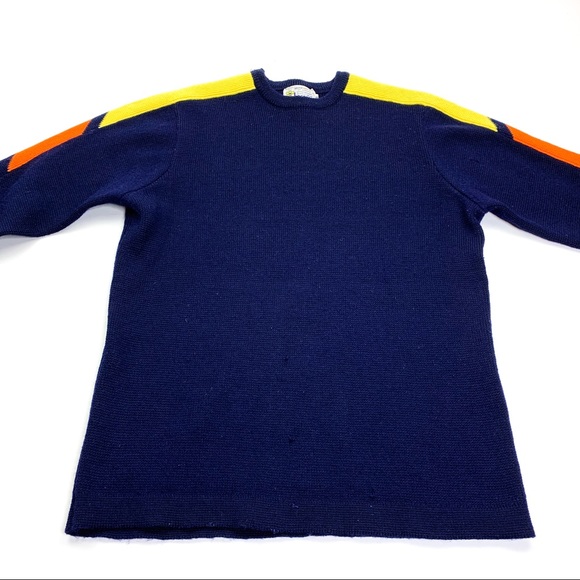 Beconta Vintage Virgin Wool Knit Sweater Blue XL - Picture 2 of 12